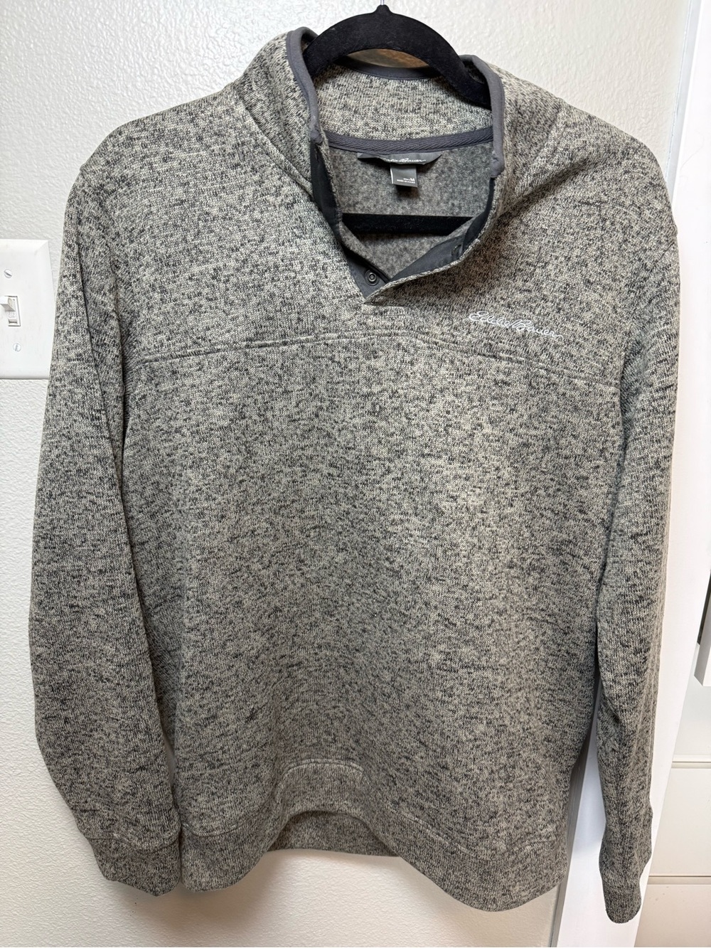 ddie Bauer Men’s Radiator Fleece Snap Mock Pullover Gray Medium
